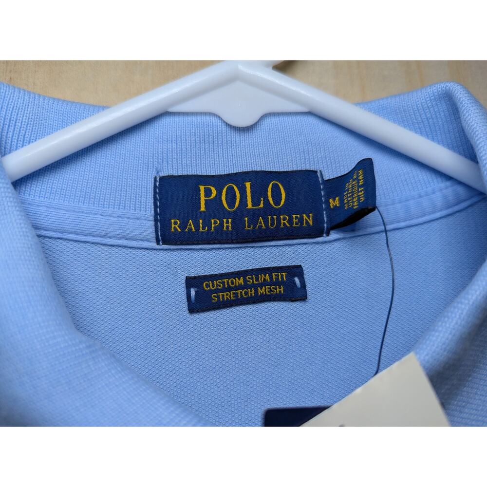 Polo Ralph Lauren Men's Custom Slim Fit Stretch Mesh Polo Shirt Blue NEW - Picture 4 of 7